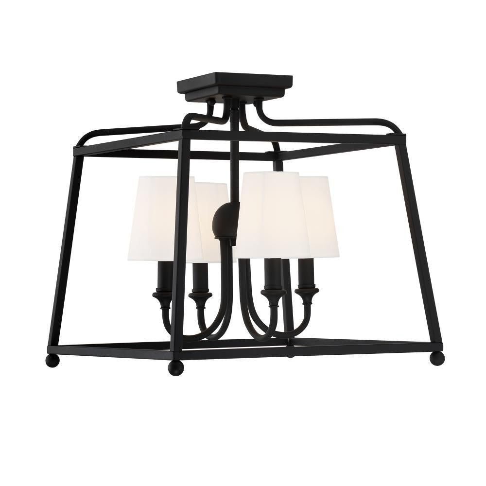 Crystorama Sylvan Semi Flush Mount Black Forged