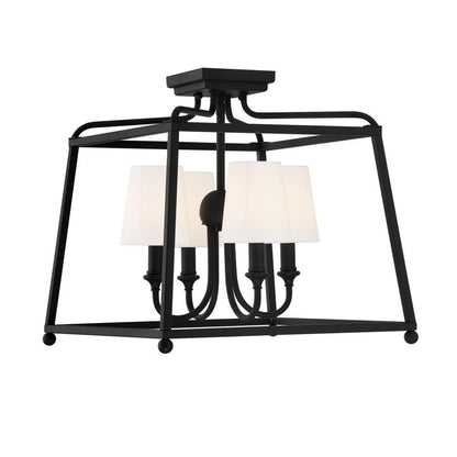 Crystorama Sylvan Semi Flush Mount Black Forged