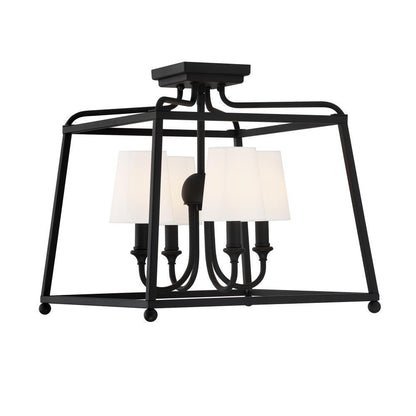 Crystorama Sylvan 4 Light Semi Flush Mount Black Forged