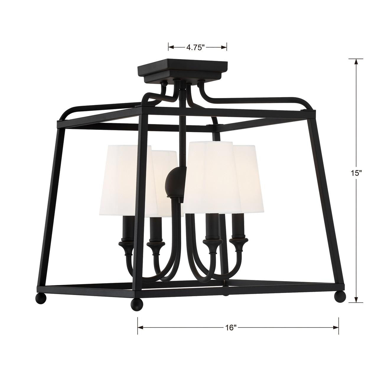 Crystorama Sylvan 4 Light Semi Flush Mount - Black Forged 15.5"H