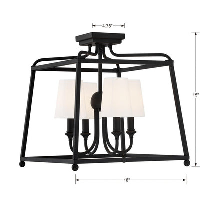 Crystorama Sylvan 4 Light Semi Flush Mount - Black Forged 15.5"H