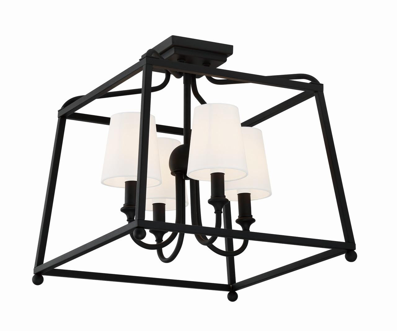 Crystorama Sylvan 4 Light Semi Flush Mount - Black Forged 15.5"H
