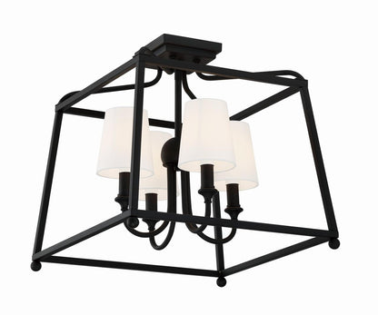 Crystorama Sylvan 4 Light Semi Flush Mount - Black Forged 15.5"H