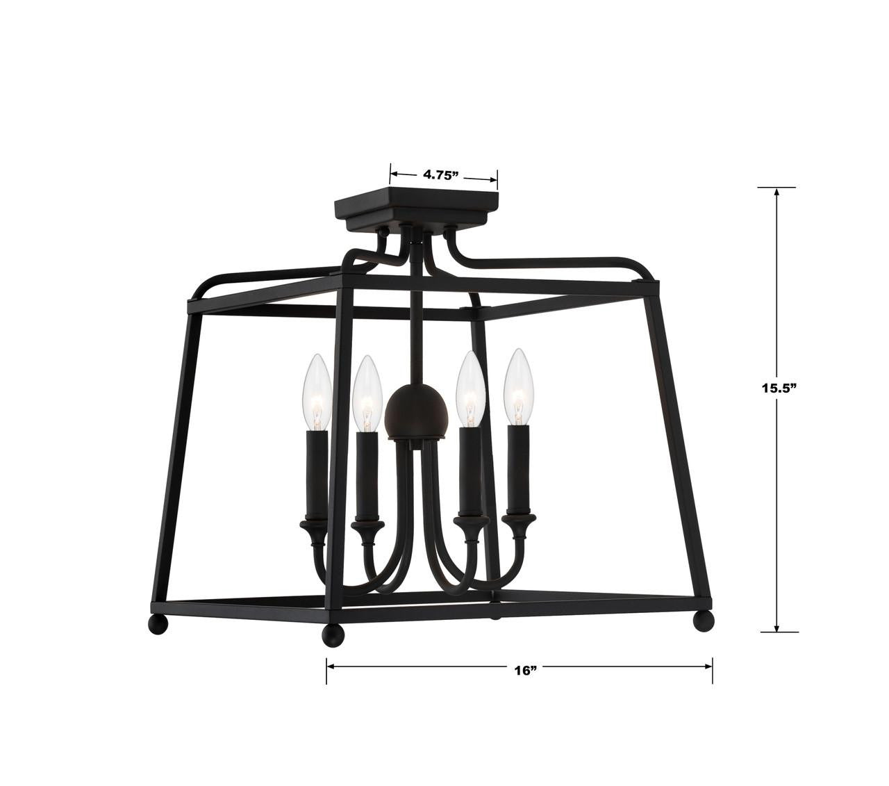Crystorama Sylvan Semi Flush Mount - Black Forged 15.5"H