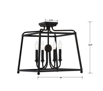 Crystorama Sylvan Semi Flush Mount - Black Forged 15.5"H