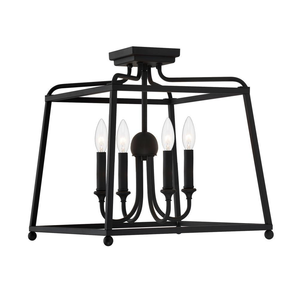 Crystorama Sylvan Semi Flush Mount No Shade Black Forged