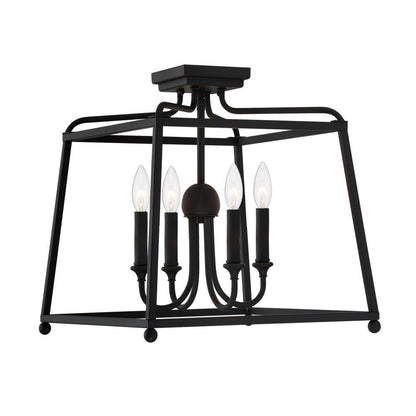 Crystorama Sylvan Semi Flush Mount No Shade Black Forged