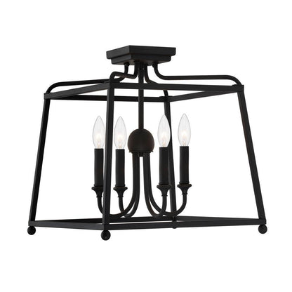 Crystorama Sylvan Semi Flush Mount No Shade Black Forged