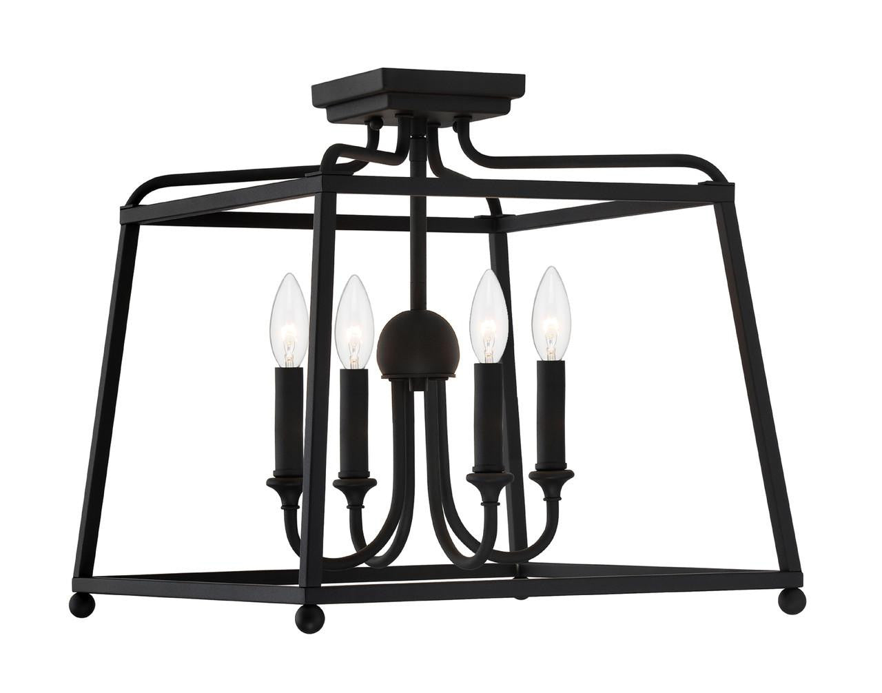 Crystorama Sylvan Semi Flush Mount - Black Forged 15.5"H