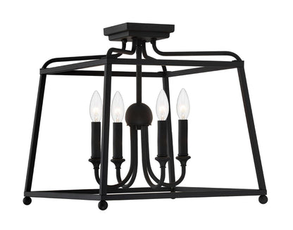 Crystorama Sylvan Semi Flush Mount - Black Forged 15.5"H