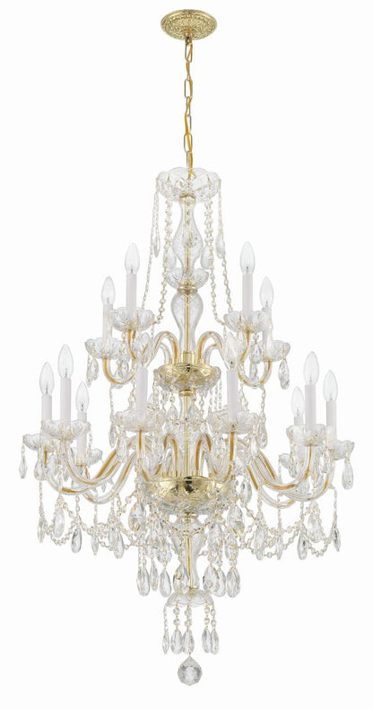Crystorama Traditional Crystal Chandelier - Polished Brass, Hand Cut Crystal 43.75"H