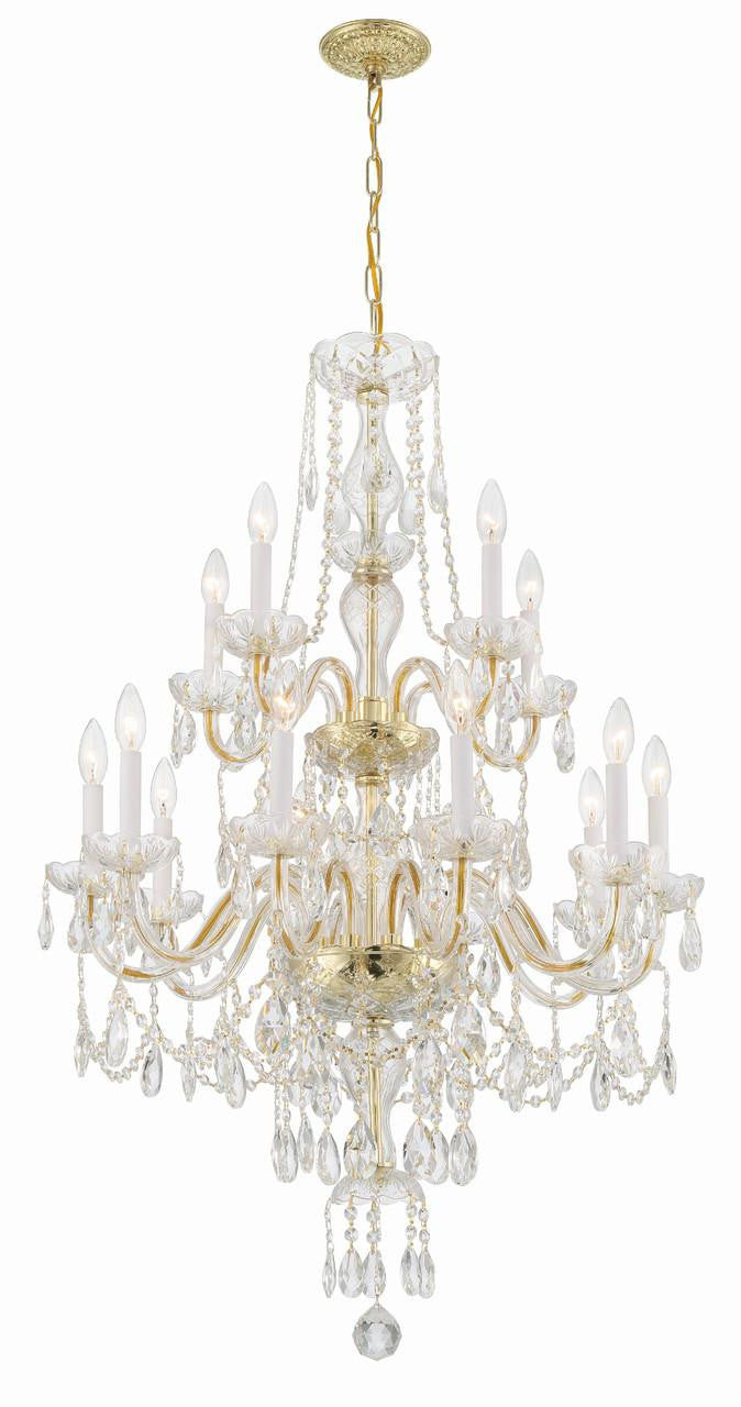 Crystorama Traditional 15 Light Crystal Chandelier Polished Chrome