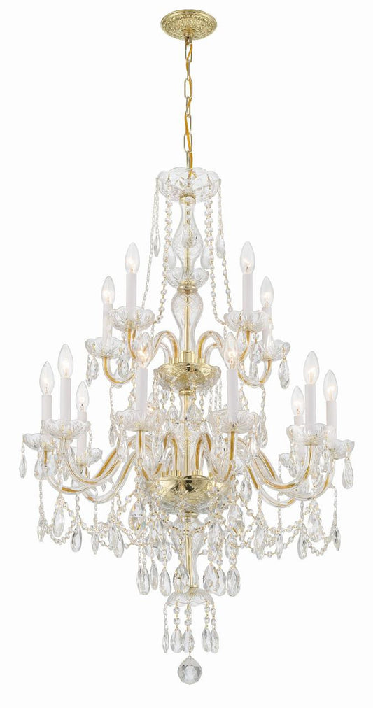 Crystorama Traditional 15 Light Crystal Chandelier Polished Chrome