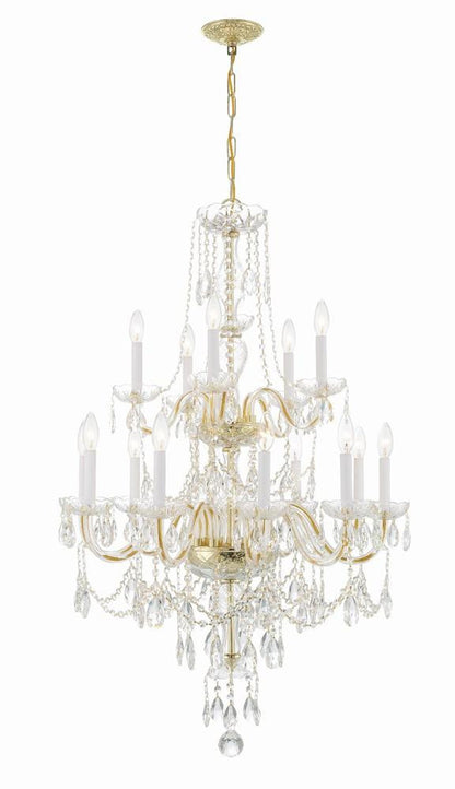Crystorama Traditional 15 Light Crystal Chandelier Polished Brass