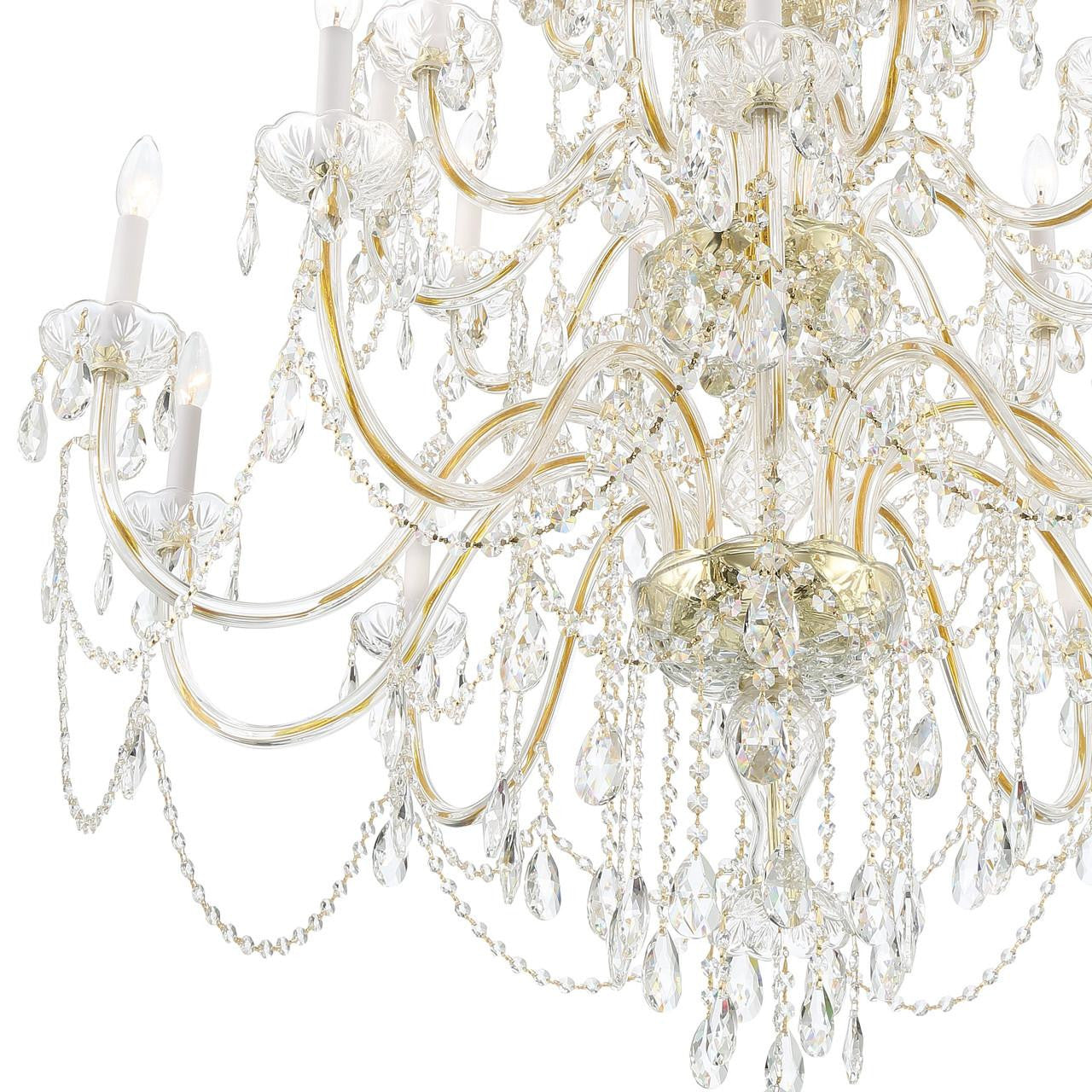 Crystorama Traditional Crystal Chandelier - Polished Brass, Hand Cut Crystal 61"H