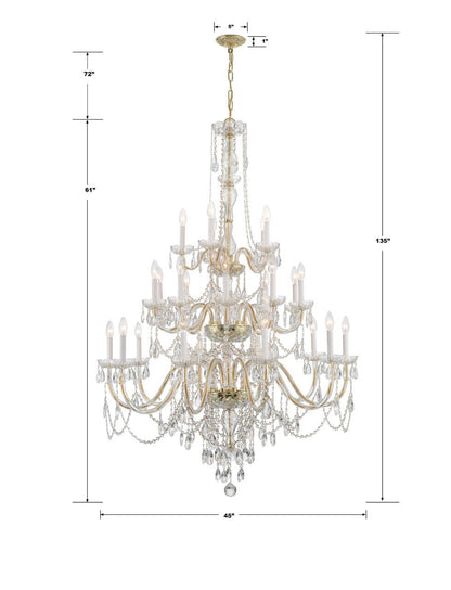 Crystorama Traditional Crystal Chandelier - Polished Brass, Hand Cut Crystal 61"H