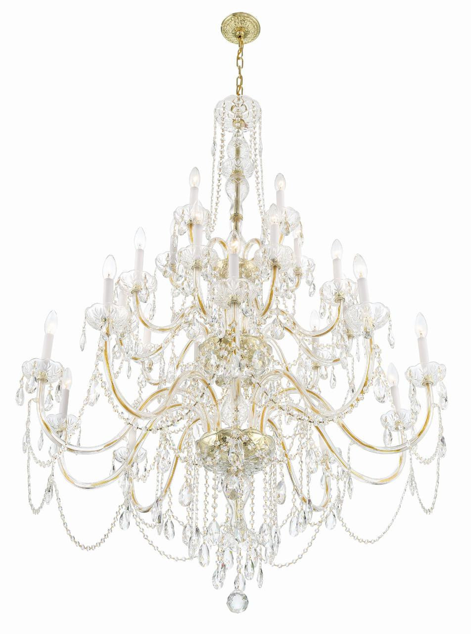 Crystorama Traditional Crystal Chandelier - Polished Brass, Hand Cut Crystal 61"H