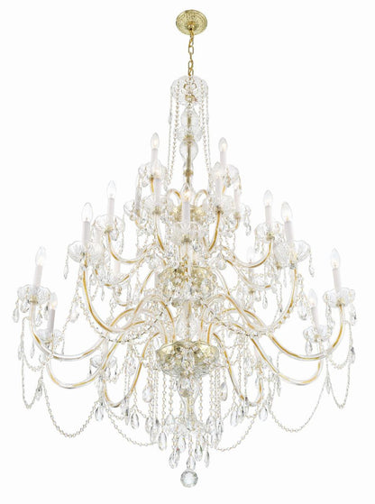 Crystorama Traditional Crystal Chandelier - Polished Brass, Hand Cut Crystal 61"H