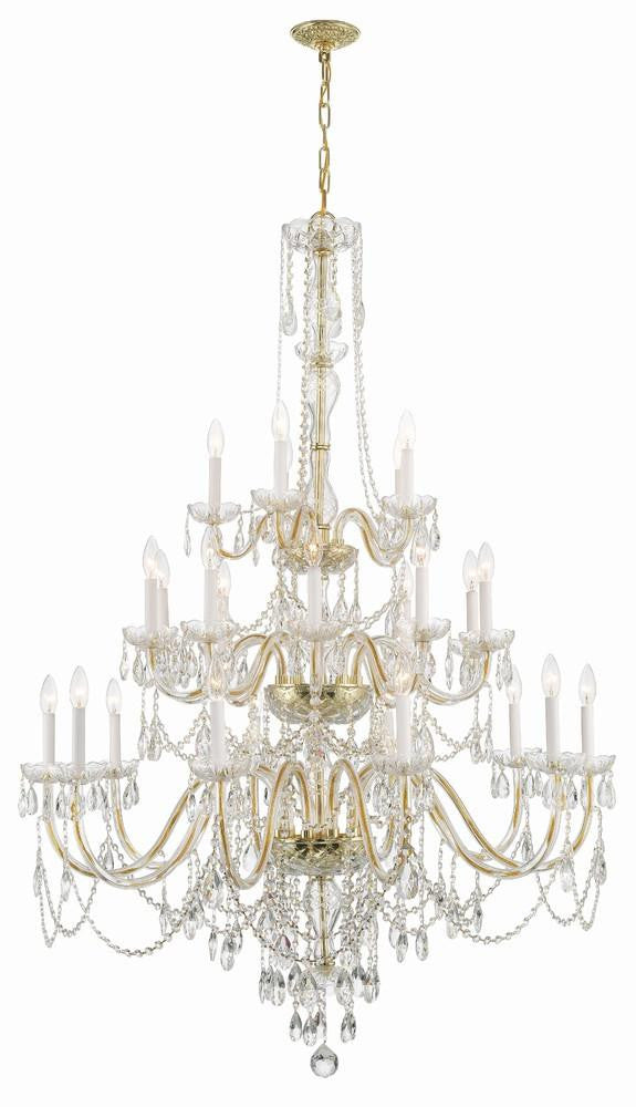 Crystorama Traditional Crystal Chandelier - Polished Brass, Hand Cut Crystal 61"H