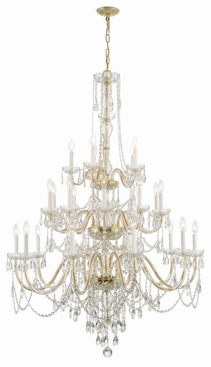 Crystorama Traditional Crystal Chandelier - Polished Brass, Hand Cut Crystal 61"H