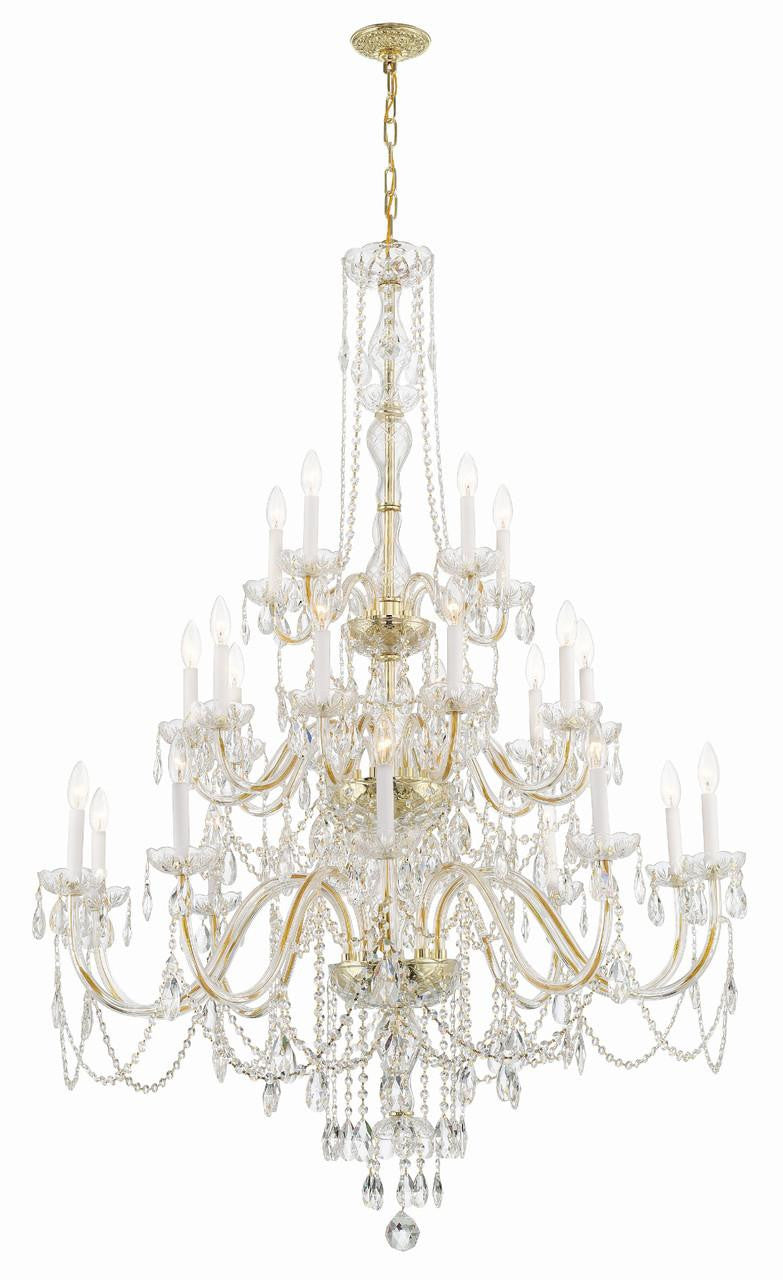 Crystorama Traditional Crystal Chandelier - Polished Brass, Hand Cut Crystal 61"H