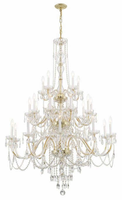 Crystorama Traditional Crystal Chandelier - Polished Brass, Hand Cut Crystal 61"H
