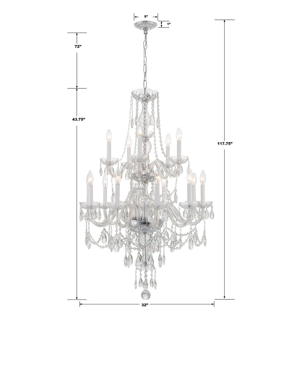 Crystorama Traditional Crystal Chandelier - Polished Chrome, Hand Cut Crystal 43.75"H