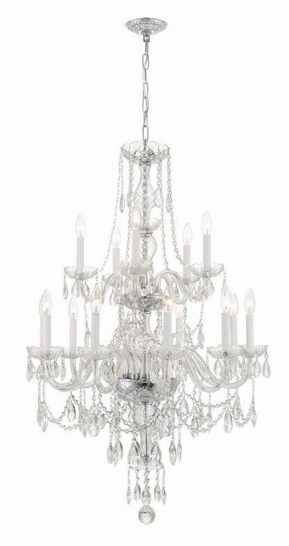 Crystorama Traditional Crystal Chandelier - Polished Chrome, Hand Cut Crystal 43.75"H
