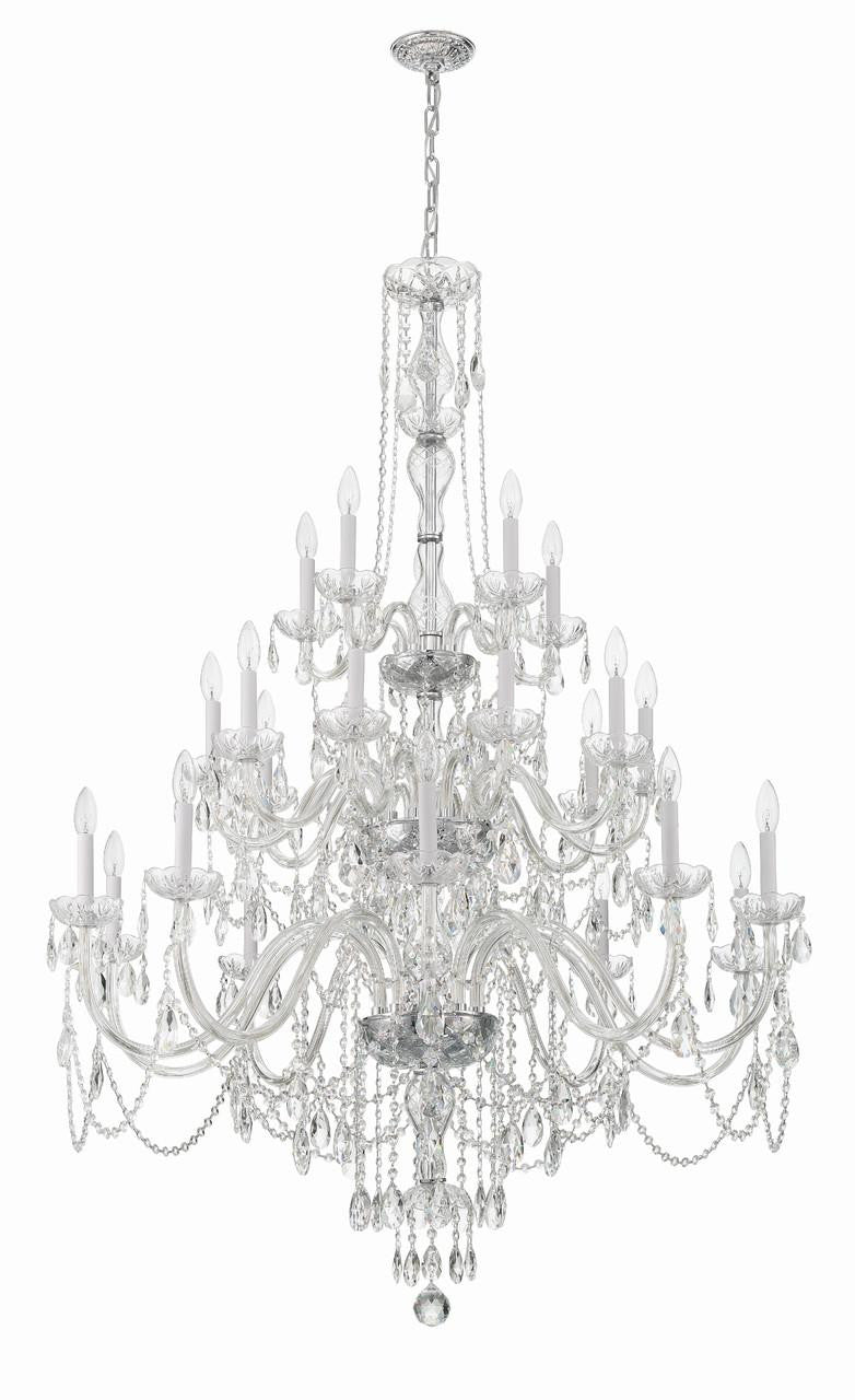 Crystorama Traditional Crystal Chandelier - Polished Chrome, Hand Cut Crystal 61"H