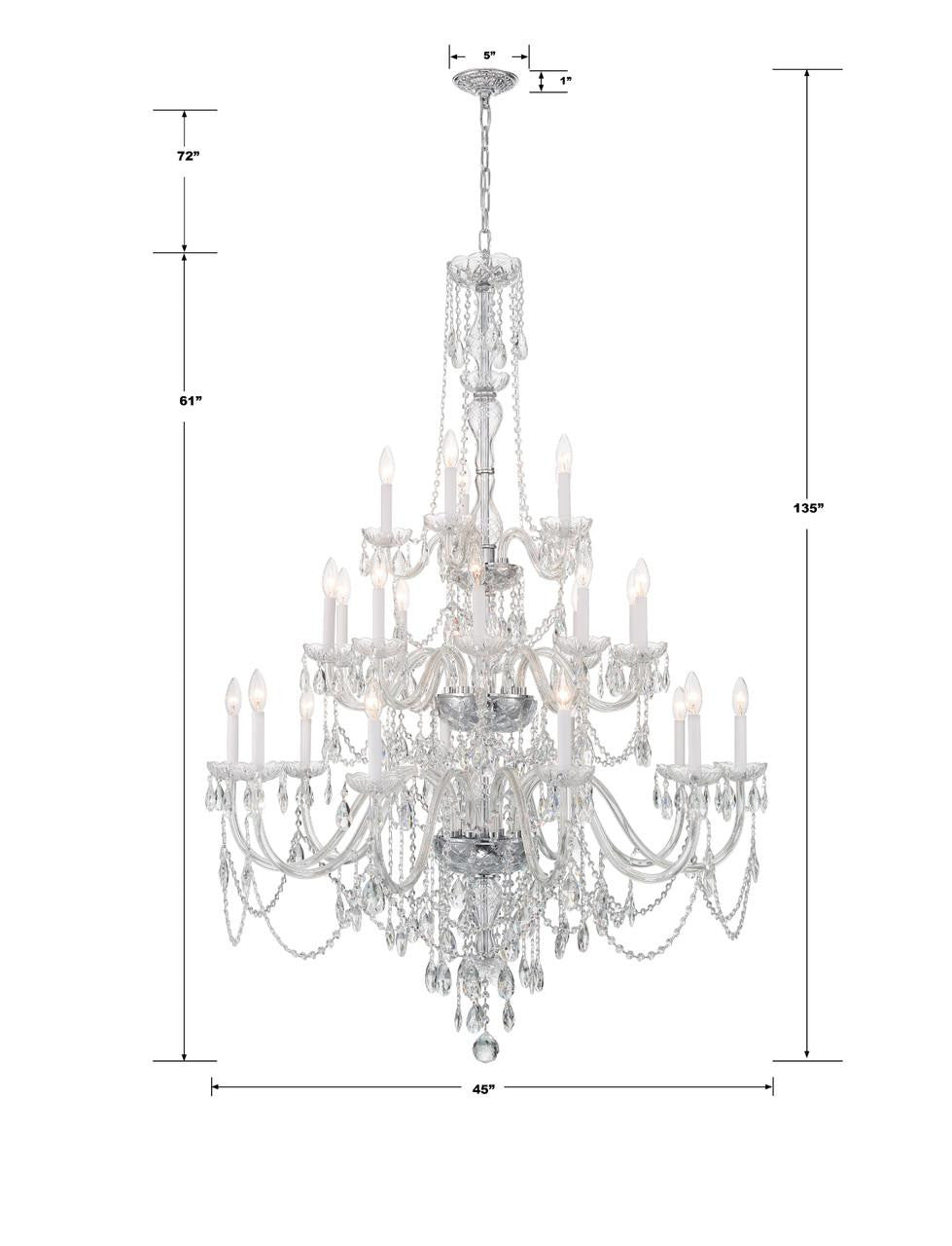 Crystorama Traditional Crystal Chandelier - Polished Chrome, Hand Cut Crystal 61"H
