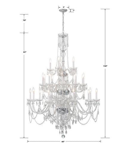 Crystorama Traditional Crystal Chandelier - Polished Chrome, Hand Cut Crystal 61"H