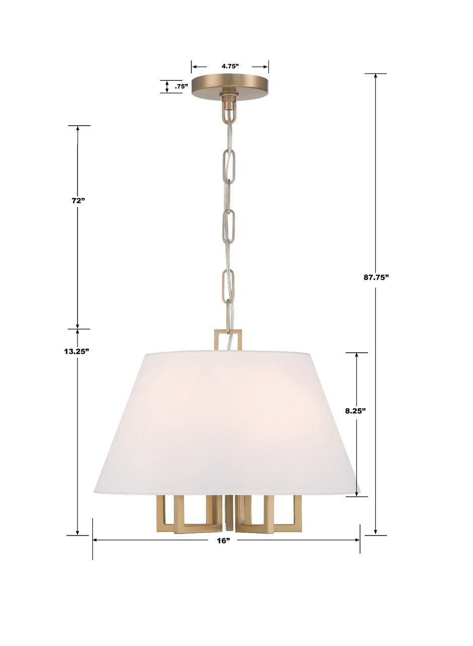 Crystorama Westwood Pendant - Vibrant Gold 13.25"H