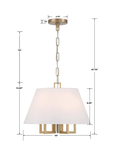 Crystorama Westwood Pendant - Vibrant Gold 13.25"H