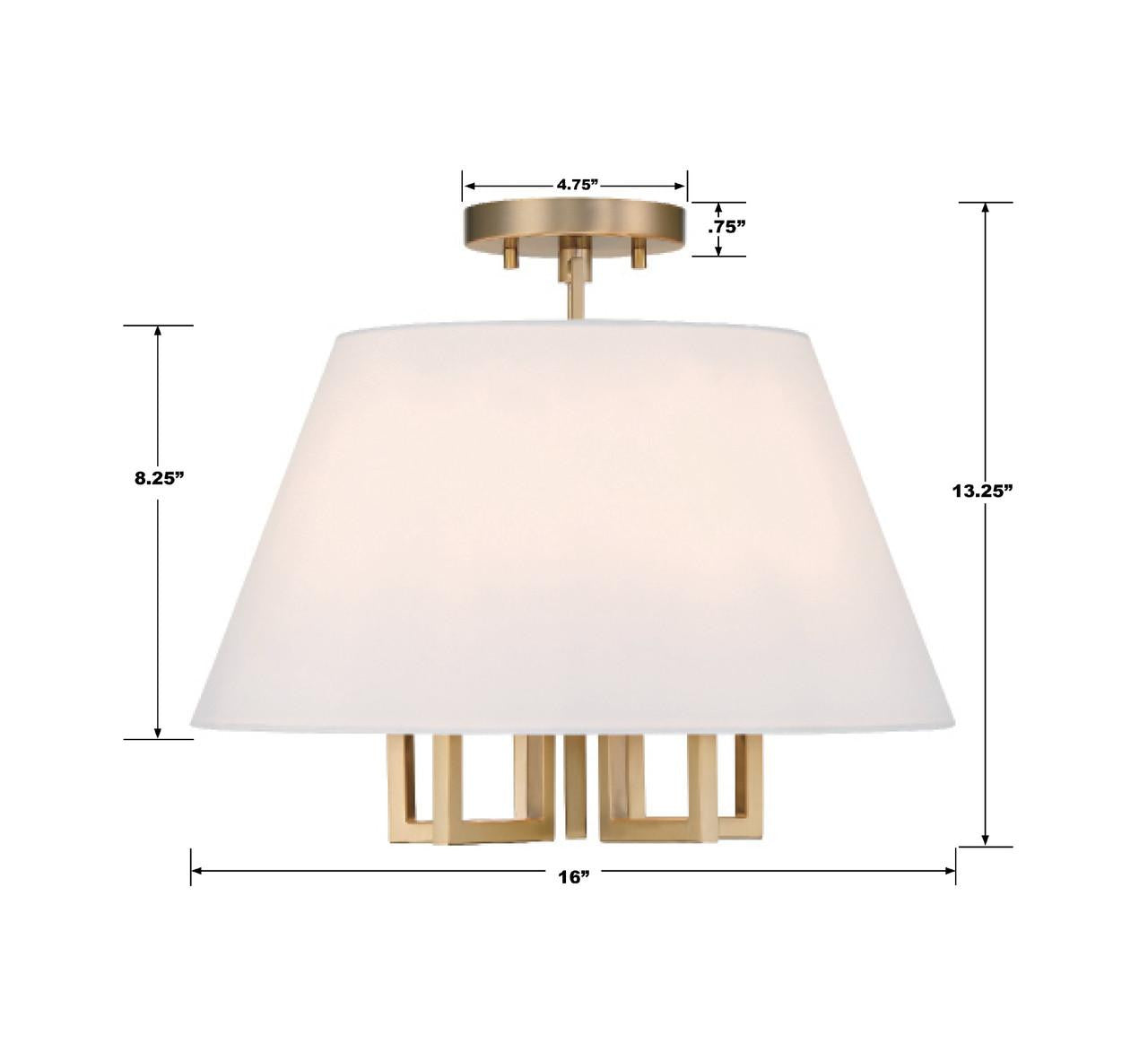 Crystorama Westwood Semi Flush Mount - Vibrant Gold 13.25"H