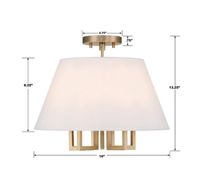 Crystorama Westwood Semi Flush Mount - Vibrant Gold 13.25"H