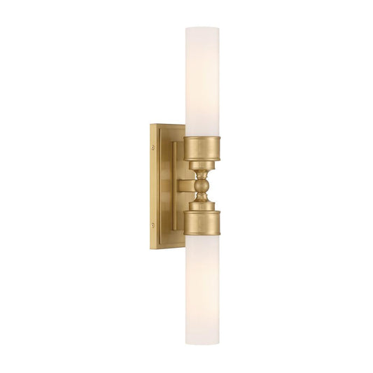 Crystorama Wilcox 2 Light LED Sconce Aged Brass