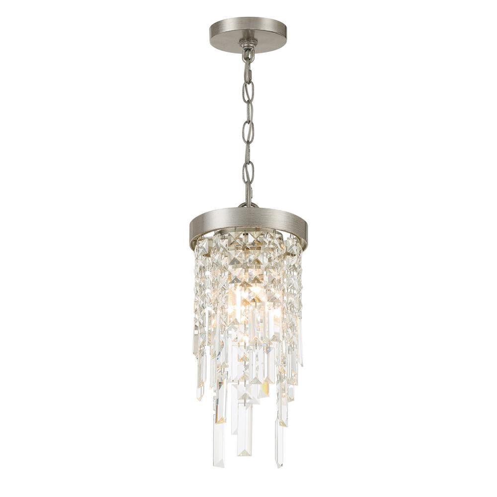 Crystorama Winfield 1 Light Mini Pendant Antique Silver