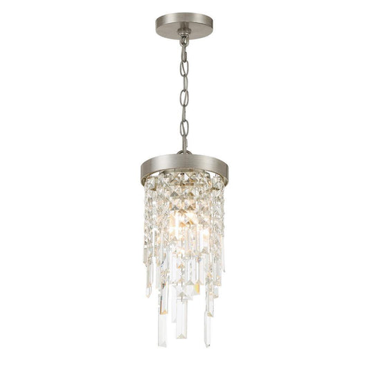 Crystorama Winfield 1 Light Mini Pendant Antique Silver