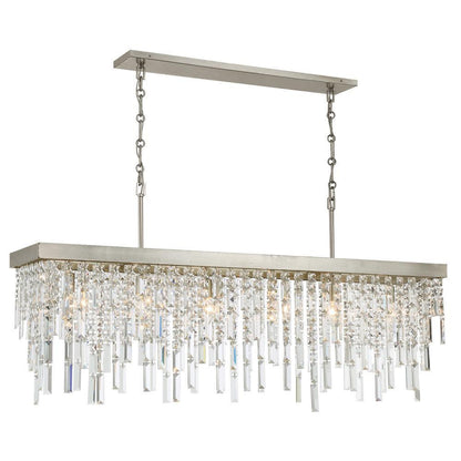 Crystorama Winfield 6 Light Linear Chandelier Antique Silver