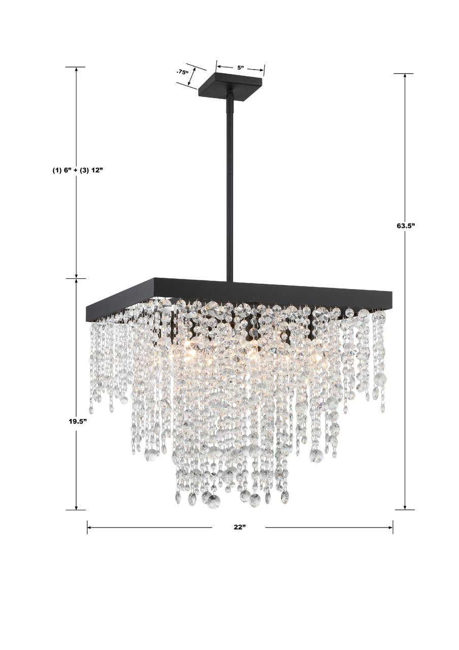 Crystorama Winham Chandelier - Black Forged, Hand Cut Crystal 19.5"H
