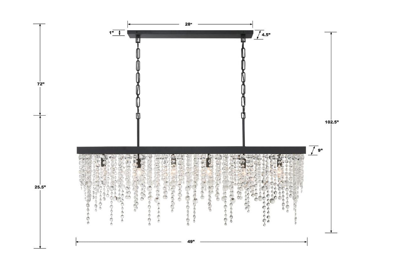 Crystorama Winham Chandelier - Black Forged, Hand Cut Crystal 25.5"H