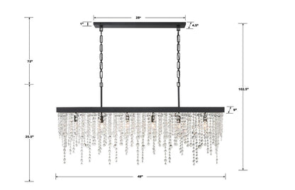 Crystorama Winham Chandelier - Black Forged, Hand Cut Crystal 25.5"H