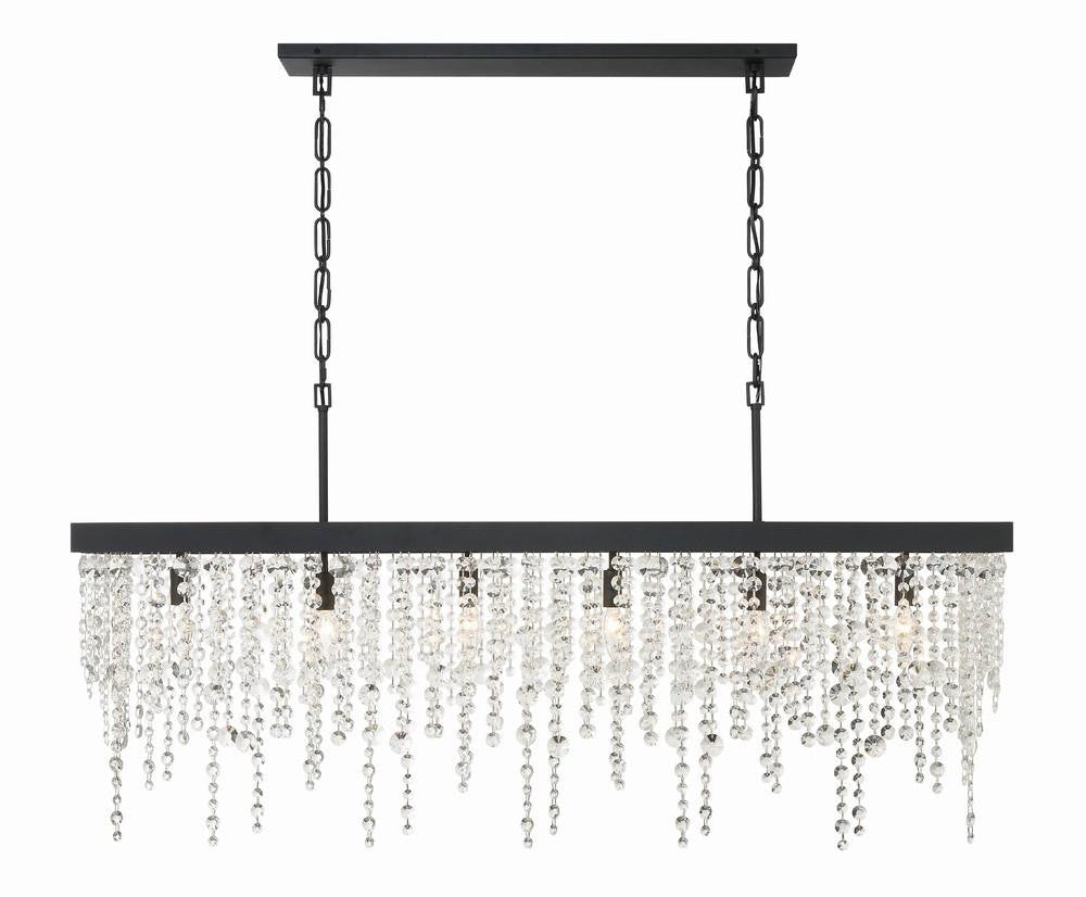 Crystorama Winham Chandelier - Black Forged, Hand Cut Crystal 25.5"H