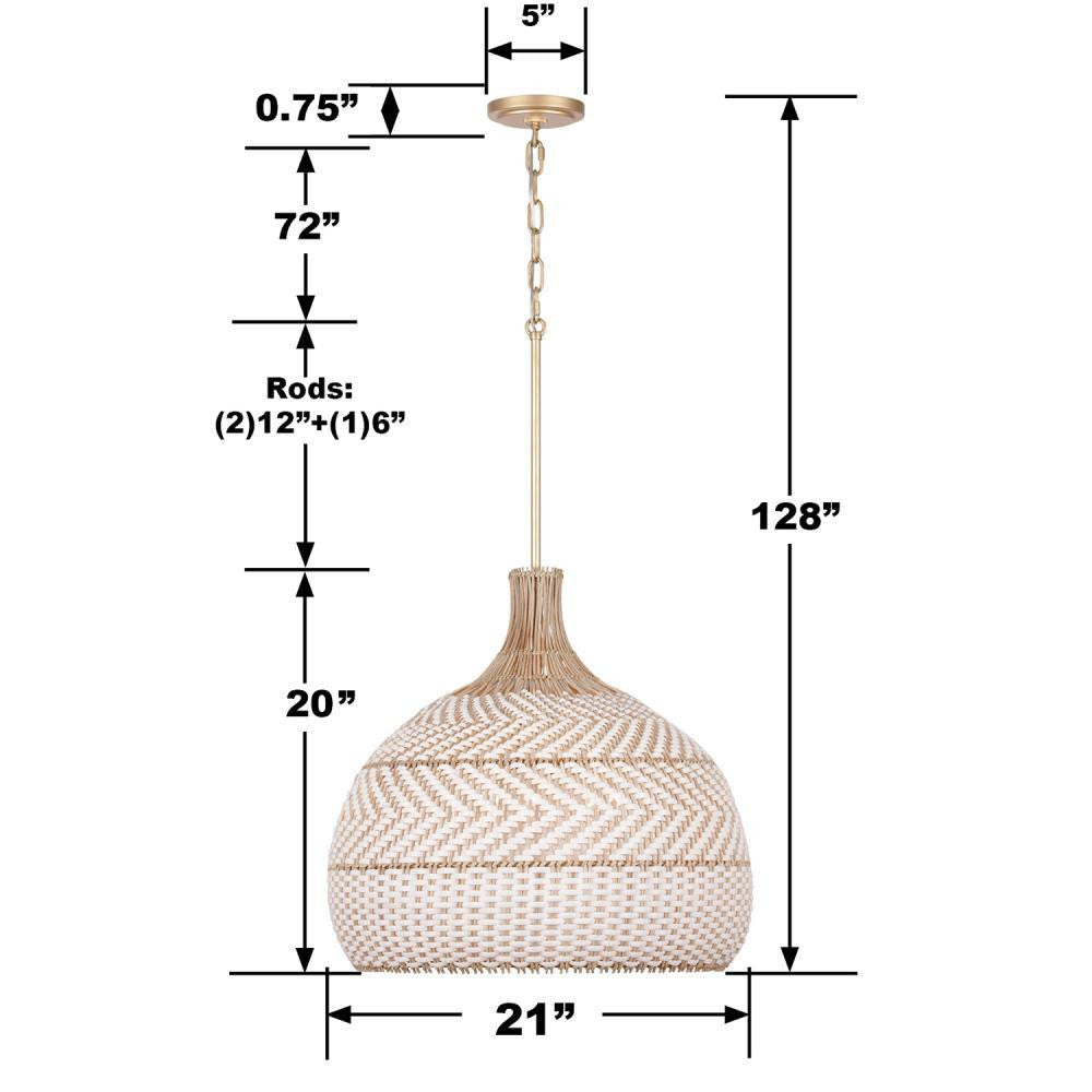 Crystorama Zanzibar Pendant - Soft Gold 20.25"H