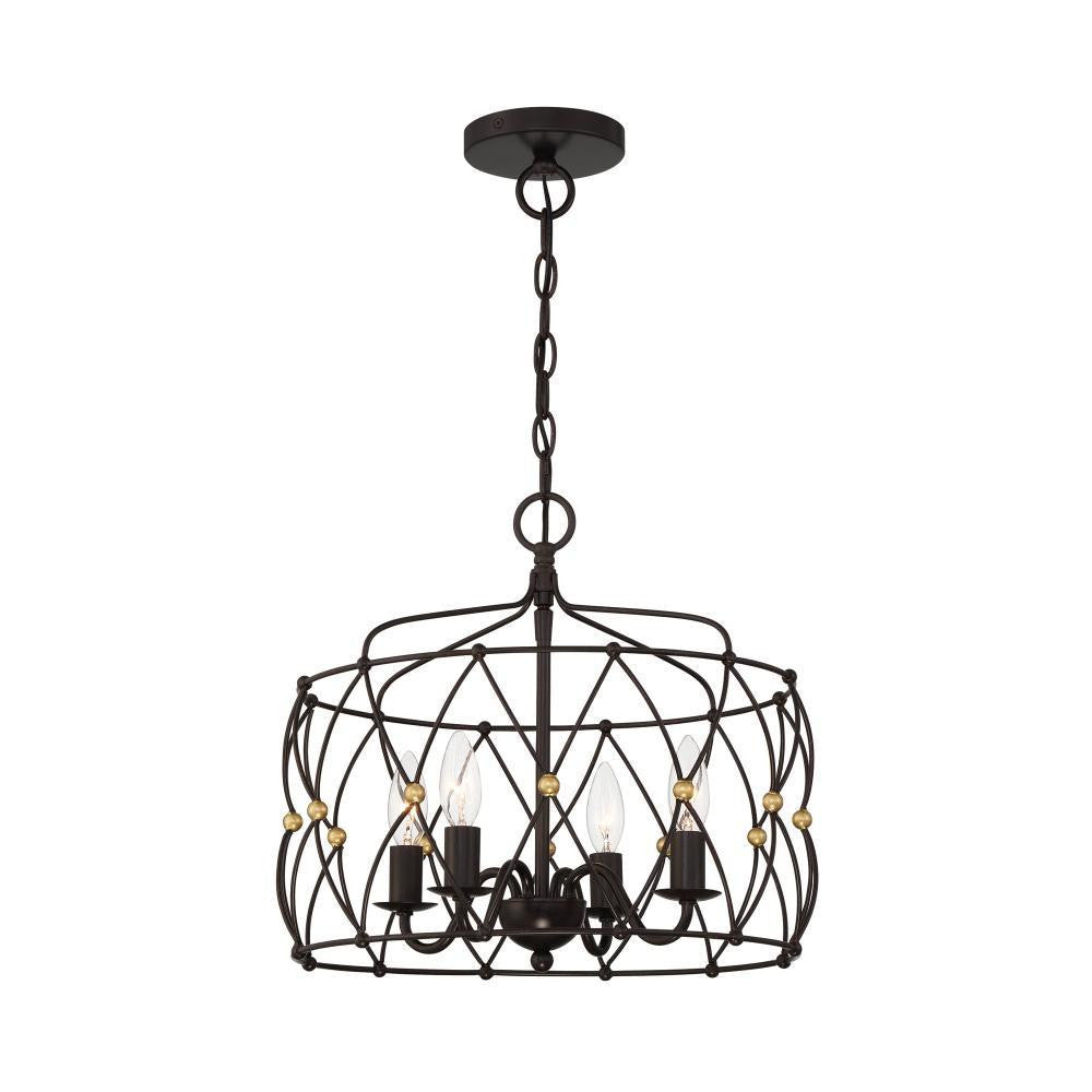 Crystorama Zucca Pendant English Bronze, Antique Gold