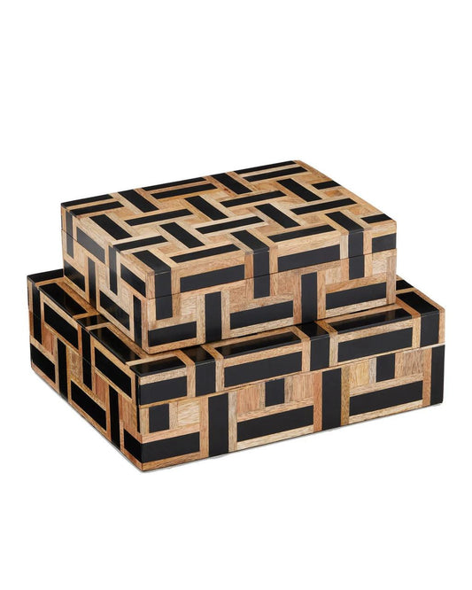Currey and Company Aarna Black Box, Set of 2 Natural, Black