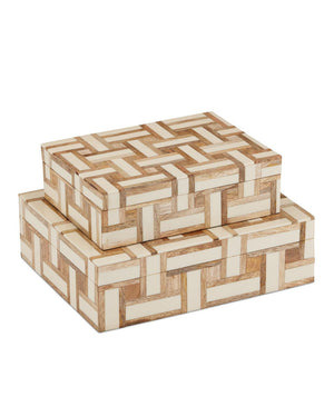 Currey and Company Aarna Cream Box, Set of 2 Natural, Ivory