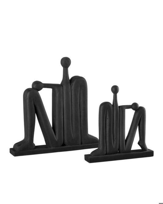 Currey and Company Abstract Figure, Set of 2 Black