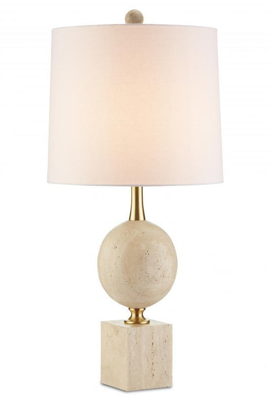 Currey and Company Adorno Table Lamp Natural, Beige, Antique Brass