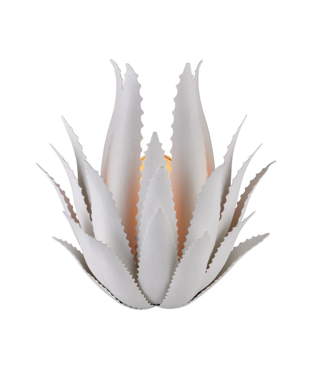 Currey and Company Agave Wall Sconce Gesso White